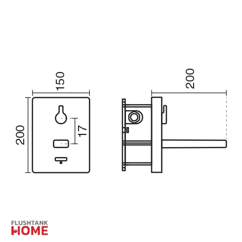 ابعاد شیر روشویی آوا الکترونیک توکار کی دبلیو سی-kwc