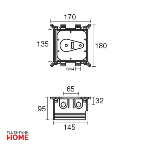 ابعاد شیر مرکزی حمام تراز دار کی دبلیو سی-kwc