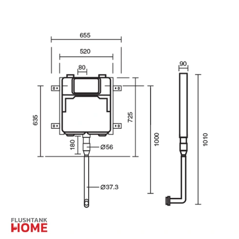 ابعاد فلاش تانک بک تو وال_زمینی مدل کلاسیک کی دبلیو سی