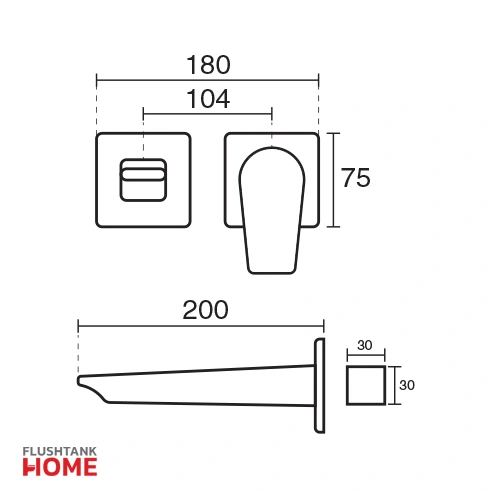 ابعاد شیر روشویی ورونا تیپ 2 توکار کی دبلیو سی-kwc