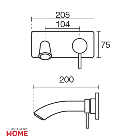 ابعاد شیر روشویی زو تیپ 1 توکار کی دبلیو سی-kwc