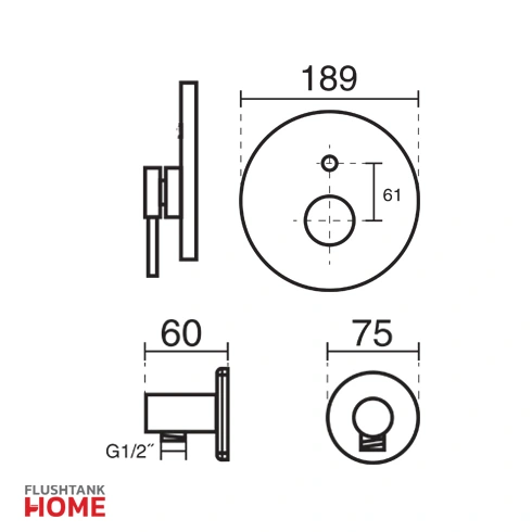 ابعاد شیر حمام زو تیپ 3 توکار کی دبلیو سی-kwc